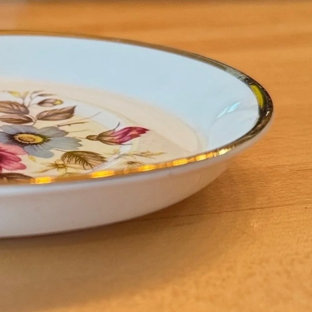 Royal‎ Sutherland Fine Bone China Floral Trinket Dish Gold Staffordshire 4.5